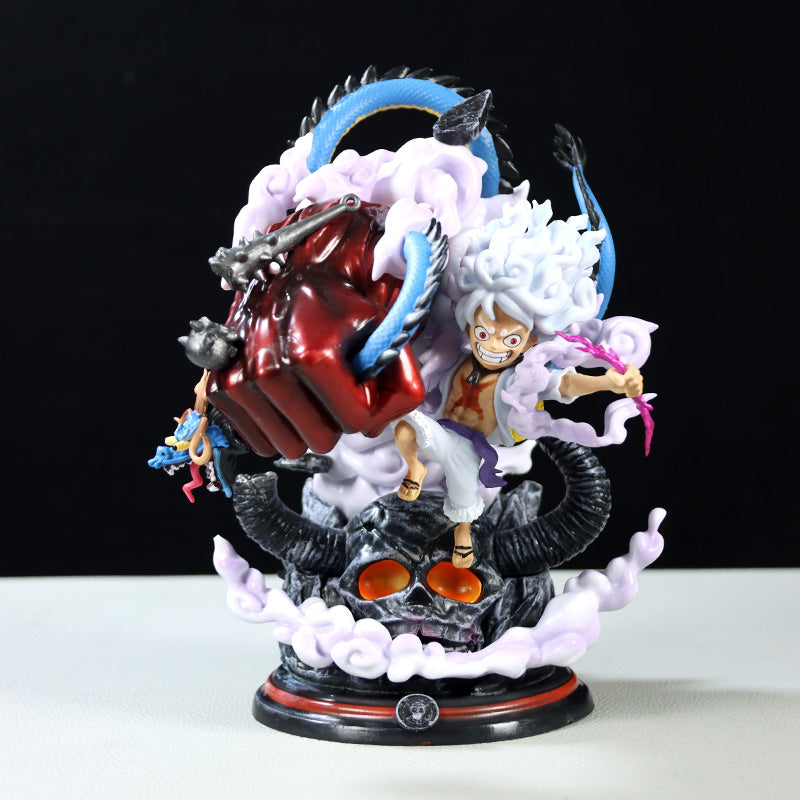 Luffy Gear 5動作小雕像 - 22厘米,帶覺醒的手,龍和煙霧效果,限量版 - 一件收藏品