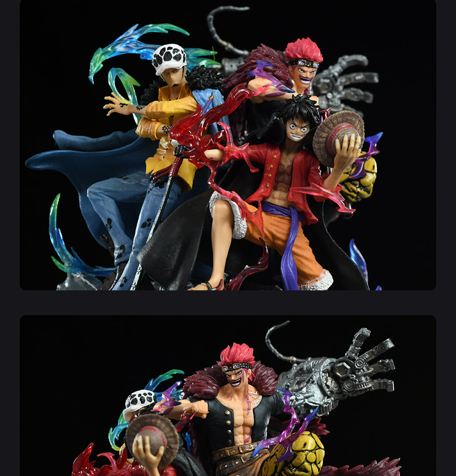 一件海盜船員動作小雕像 - 22厘米| Luffy,Zoro和Law PVC雕像具有動態細節