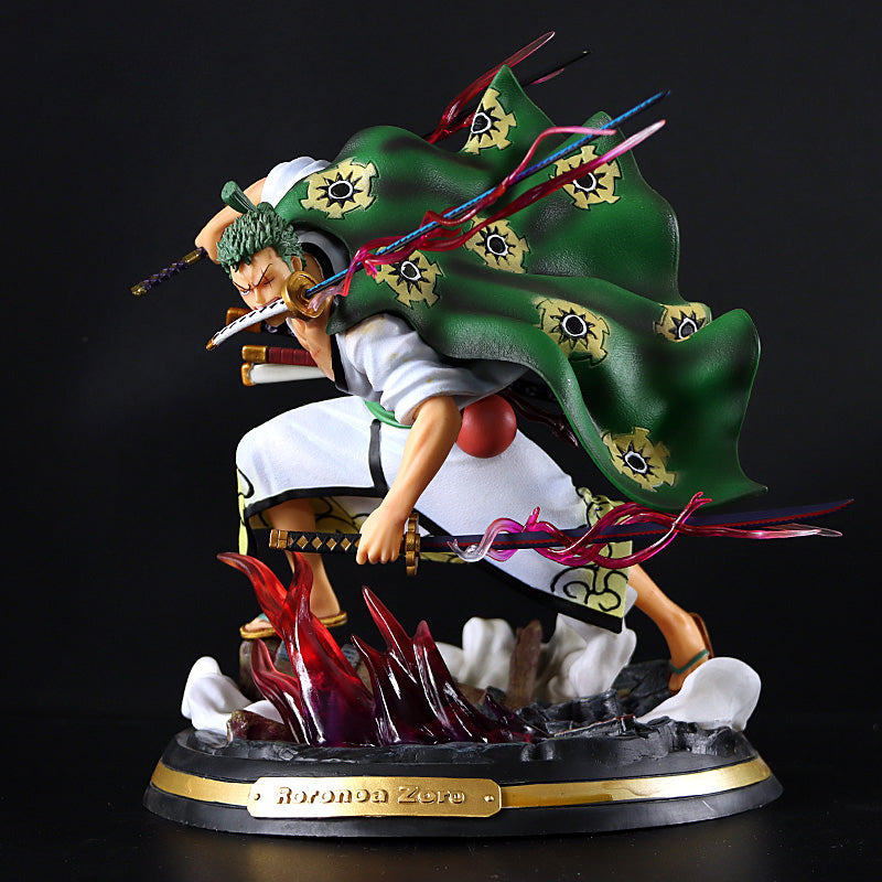 Estatueta de ação roronoa zoro - 31cm | Estátua colecionável em PVC de uma peça com espada e capa