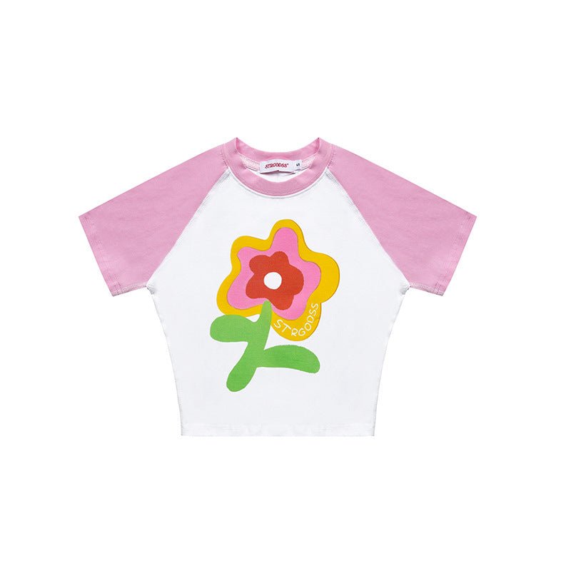 Flower Graphic Crop Tee - Seakoff