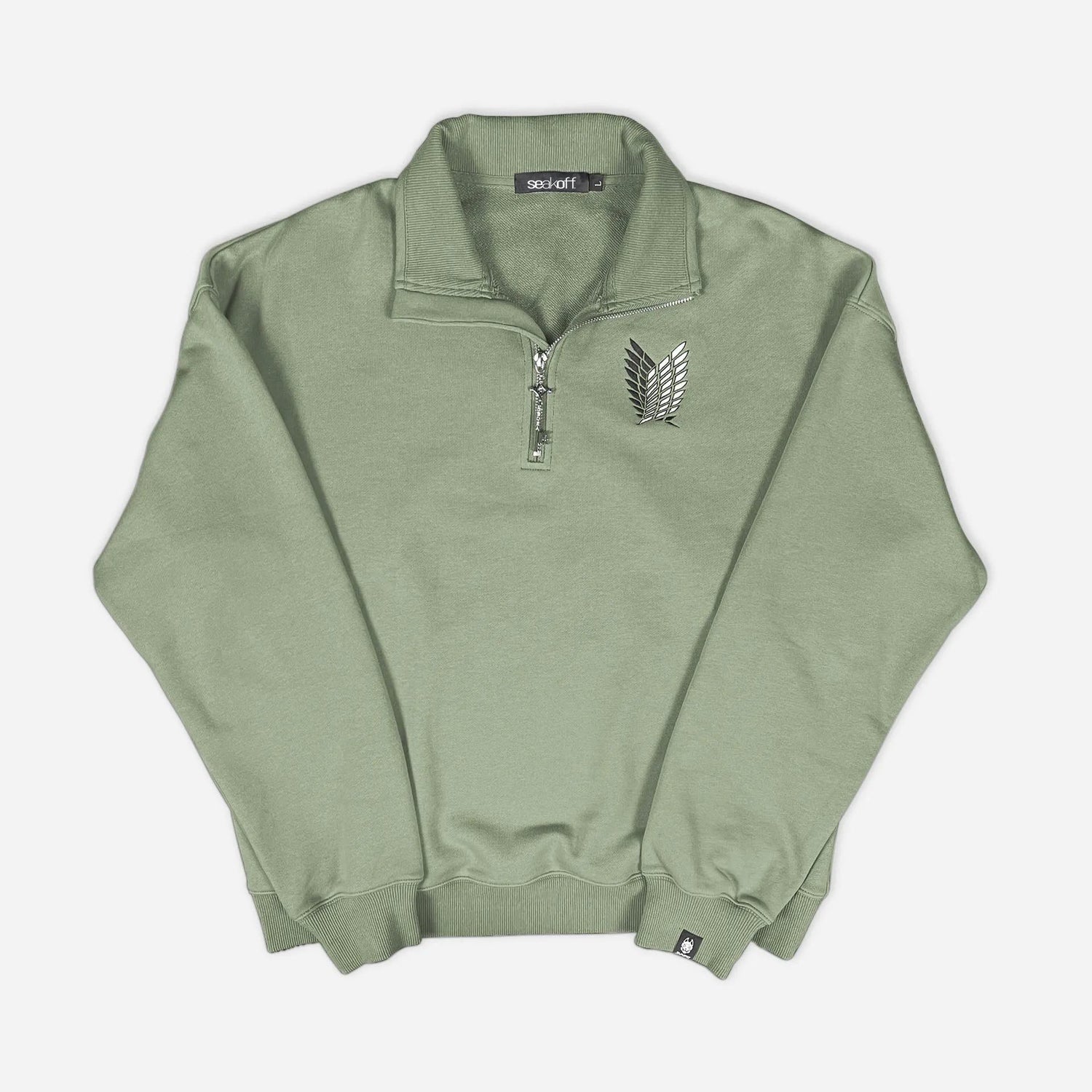 Ataque a Titan Freedom Quarter-Zip | Sudadera bordada de anime streetwear sudadera