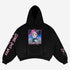 The Seakoff Lil Peep Anime Hoodie perfectly captures streetwear style with a unique graphic of an anime character sporting split pink and black hair. "COME SEE WHEN YOU&