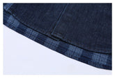 Plaid Patchwork Denim Chambray Shirt on Sale - Men&