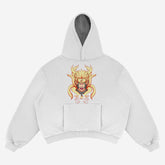 The Naruto Baryon Mode Anime Hoodie from the Naruto brand features a striking snarling golden wolf with red eyes on the back, echoing bold Naruto series styles. It includes a front pocket and darker gray interior hood, combining premium comfort with anime-inspired flair for true fans.