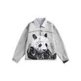 Shop Unique Panda Print Denim Chambray Jacket on Sale - Men&
