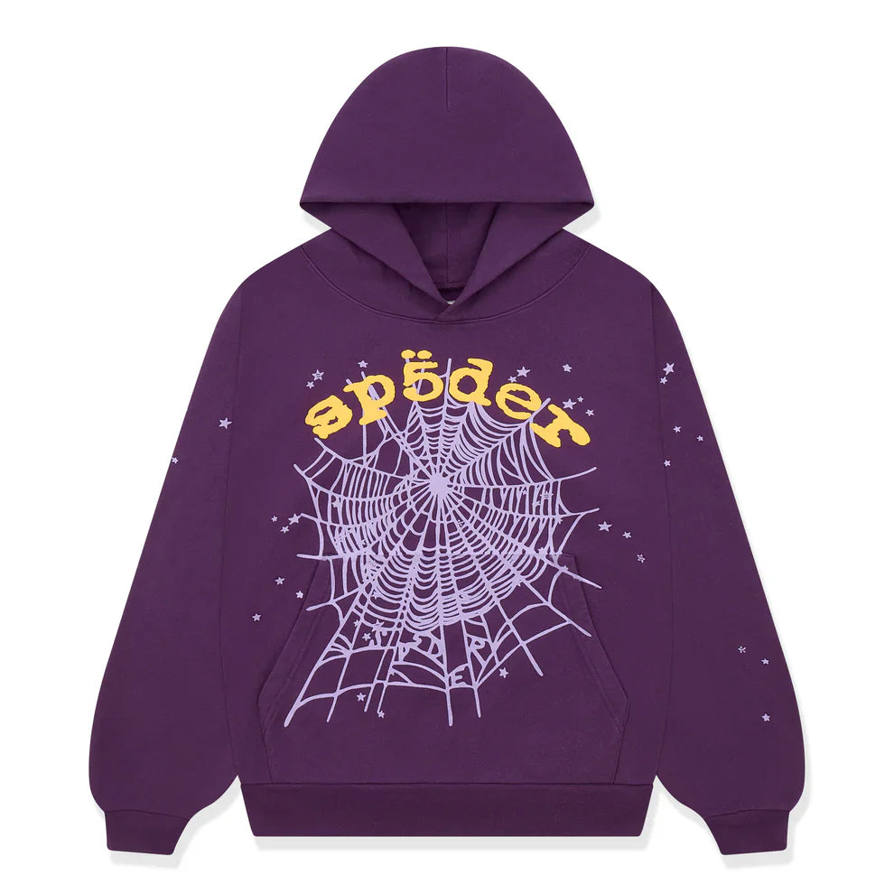 Sp5der Web Hoodie – Deep Purple & Yellow 440GSM Heavyweight