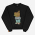 Get cozy with the Classic Chill Guy Sweatshirt by Chill Guy, a viral meme-inspired pullover available in black or white. This cotton fleece-lined sweatshirt features a cartoon character with a large nose, wearing a gray sweater, blue pants, and brown shoes. It includes ribbed cuffs and hems.