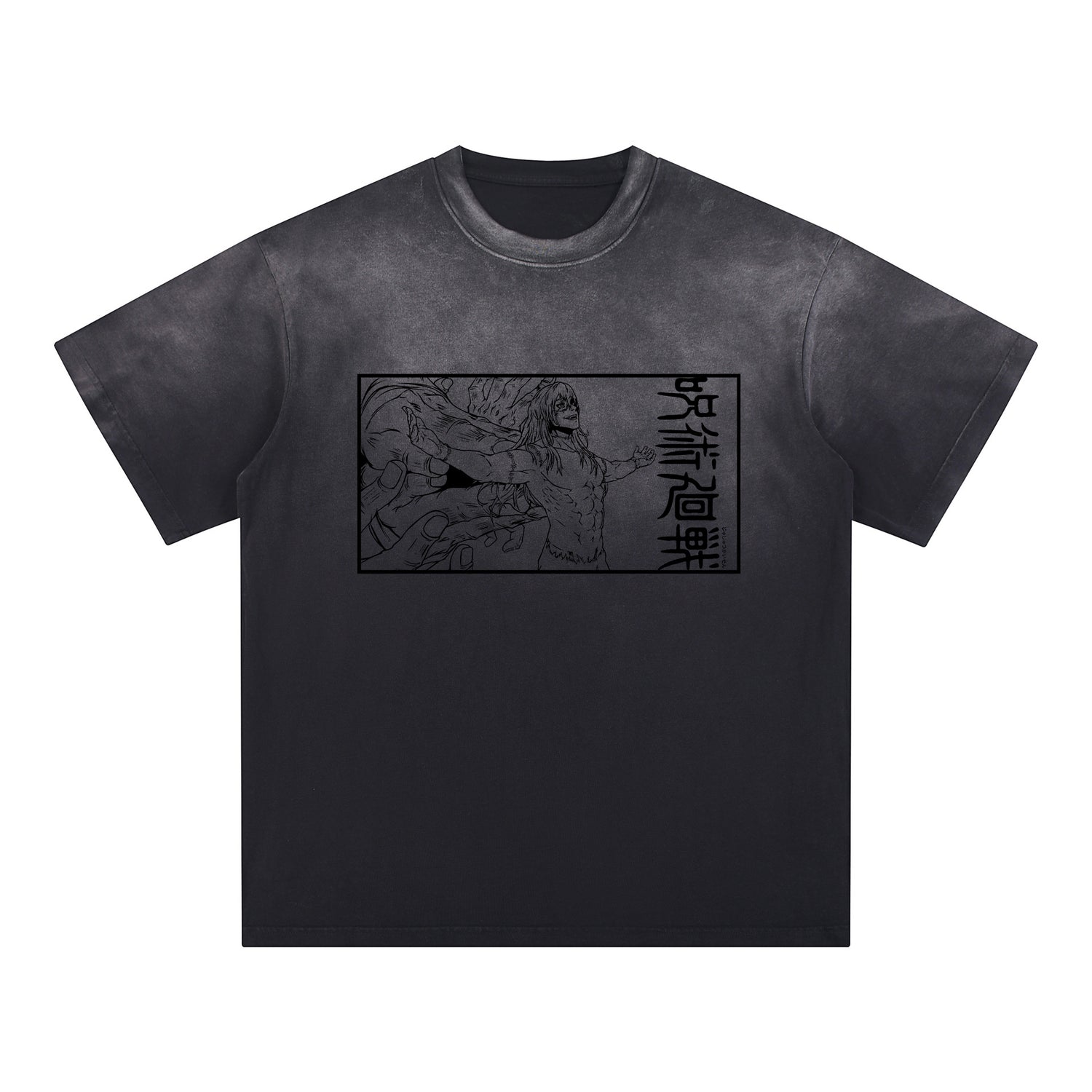 Jujutsu Kaisen Mahito Vintage Washed Gradient T-Shirt – 250GSM Cotton Anime Streetwear Tee