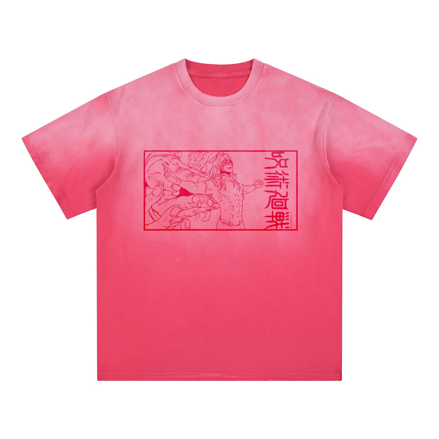 Jujutsu Kaisen Mahito Vintage Washed Gradient T-Shirt – 250GSM Cotton Anime Streetwear Tee