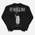 The Jujutsu Kaisen Toji Fushiguro Crewneck Sweatshirt in black features Toji with a weapon and the quote, "I&