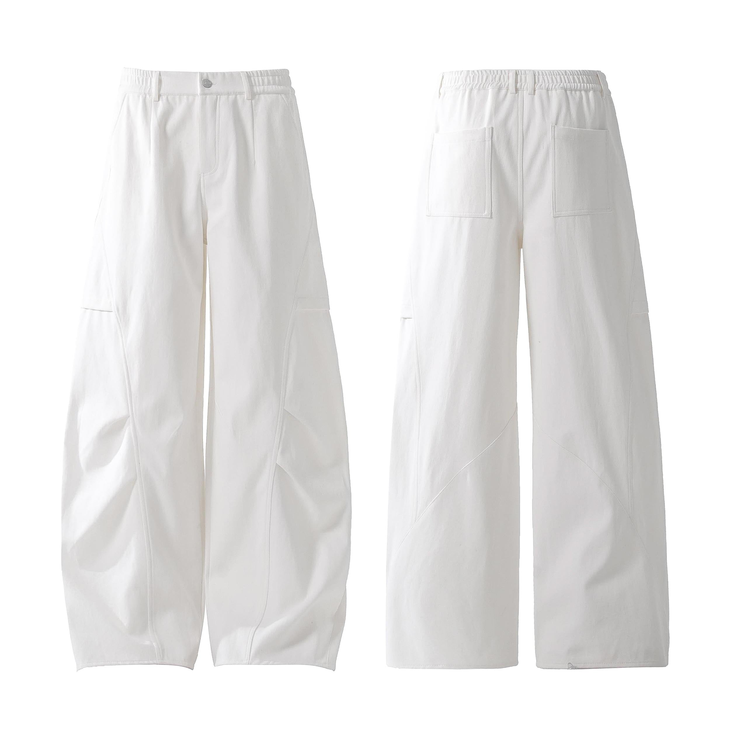 Minimal Panel Wide-Leg Cotton Pants | Structured Street Fit