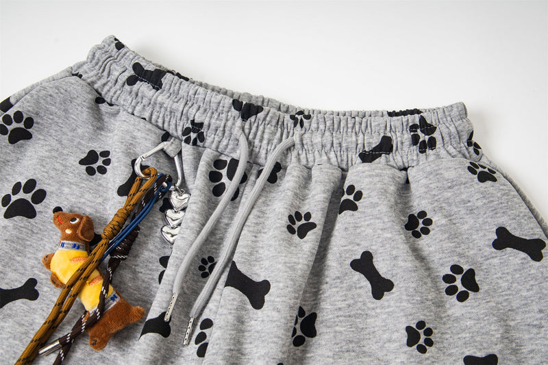 Paw Print Wide-Leg Lounge Pants | Dog Bone Streetwear Sweats