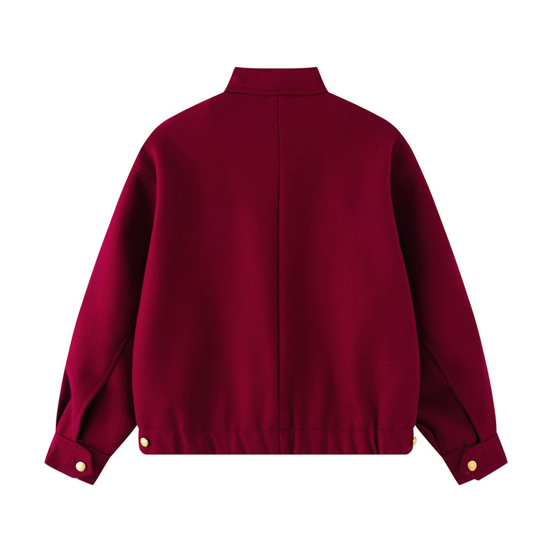 Omirad Utility Bomber Jacket | Gold-Tone Snap Stand Collar