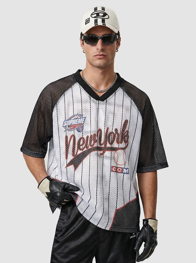 Omirad New York 89 Pinstripe Mesh Jersey T-Shirt