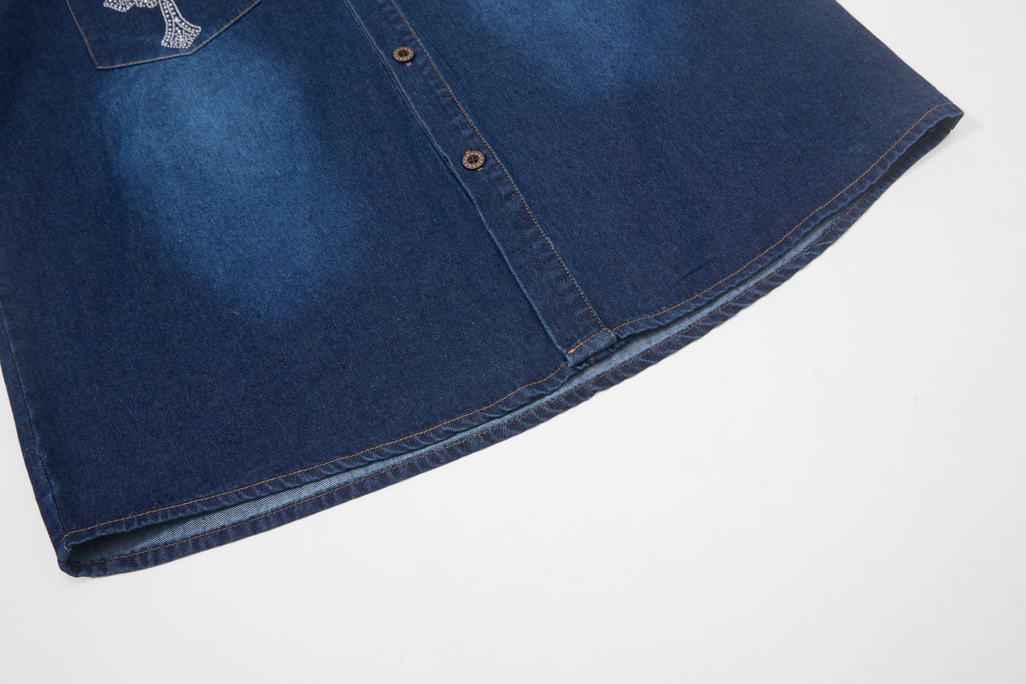 Mafaero Rhinestone Cross Denim Shirt | Streetwear Button-Up