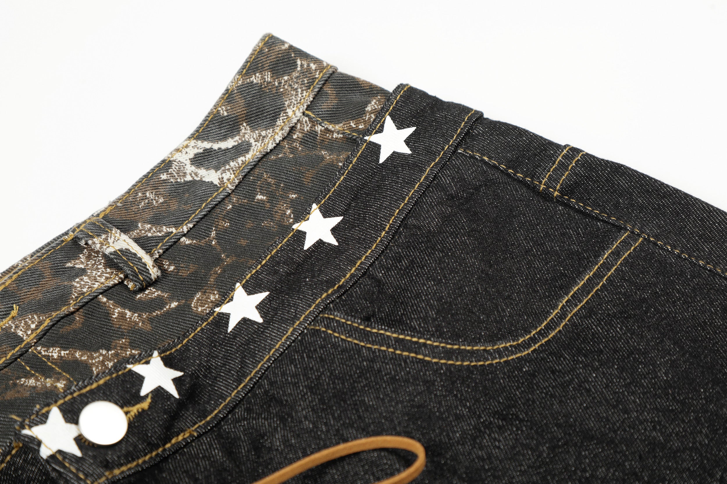 Omirad Leopard Star Lace-Up Wide-Leg Jeans | Y2K Denim