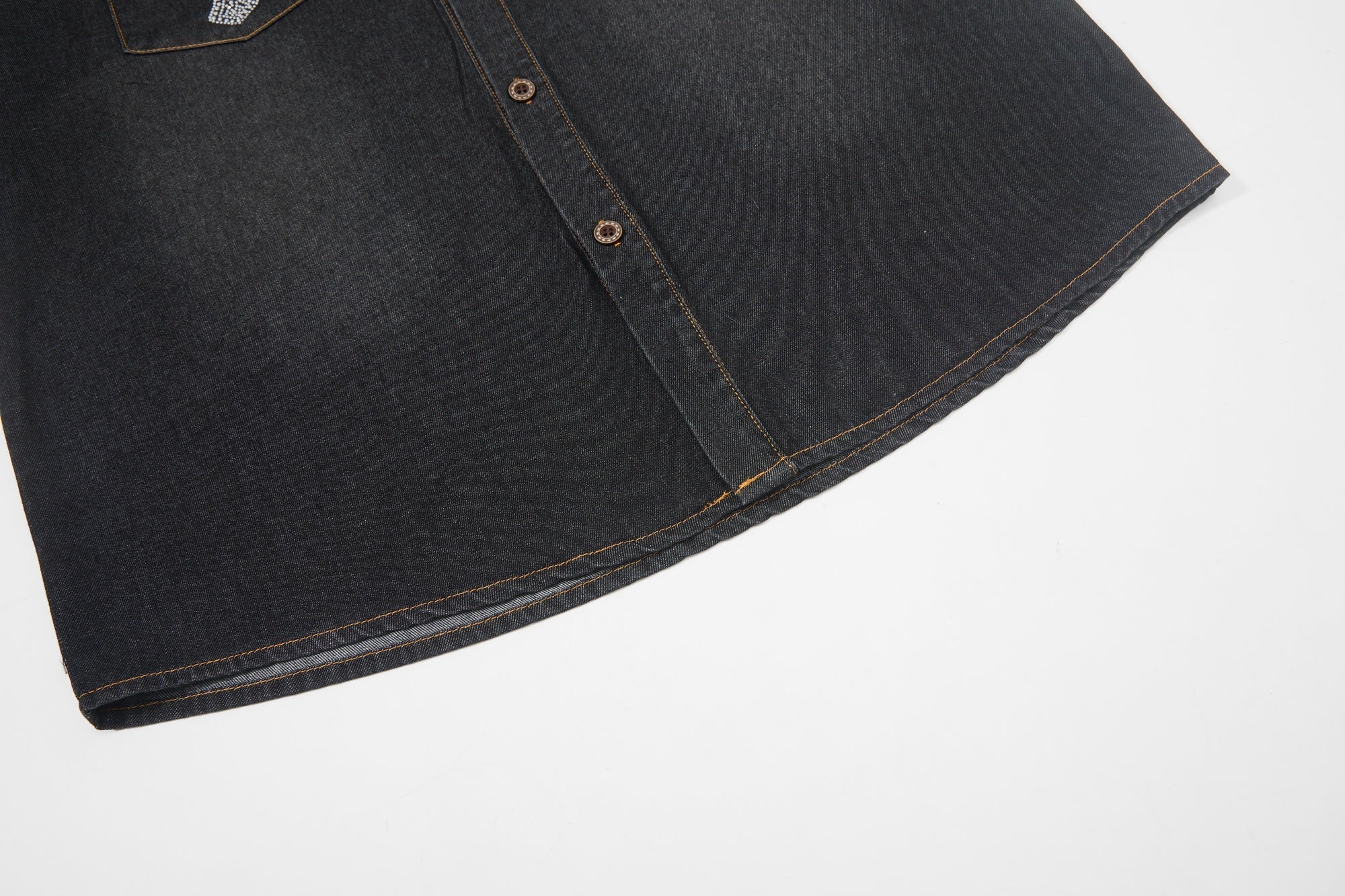 Mafaero Rhinestone Cross Denim Shirt | Streetwear Button-Up
