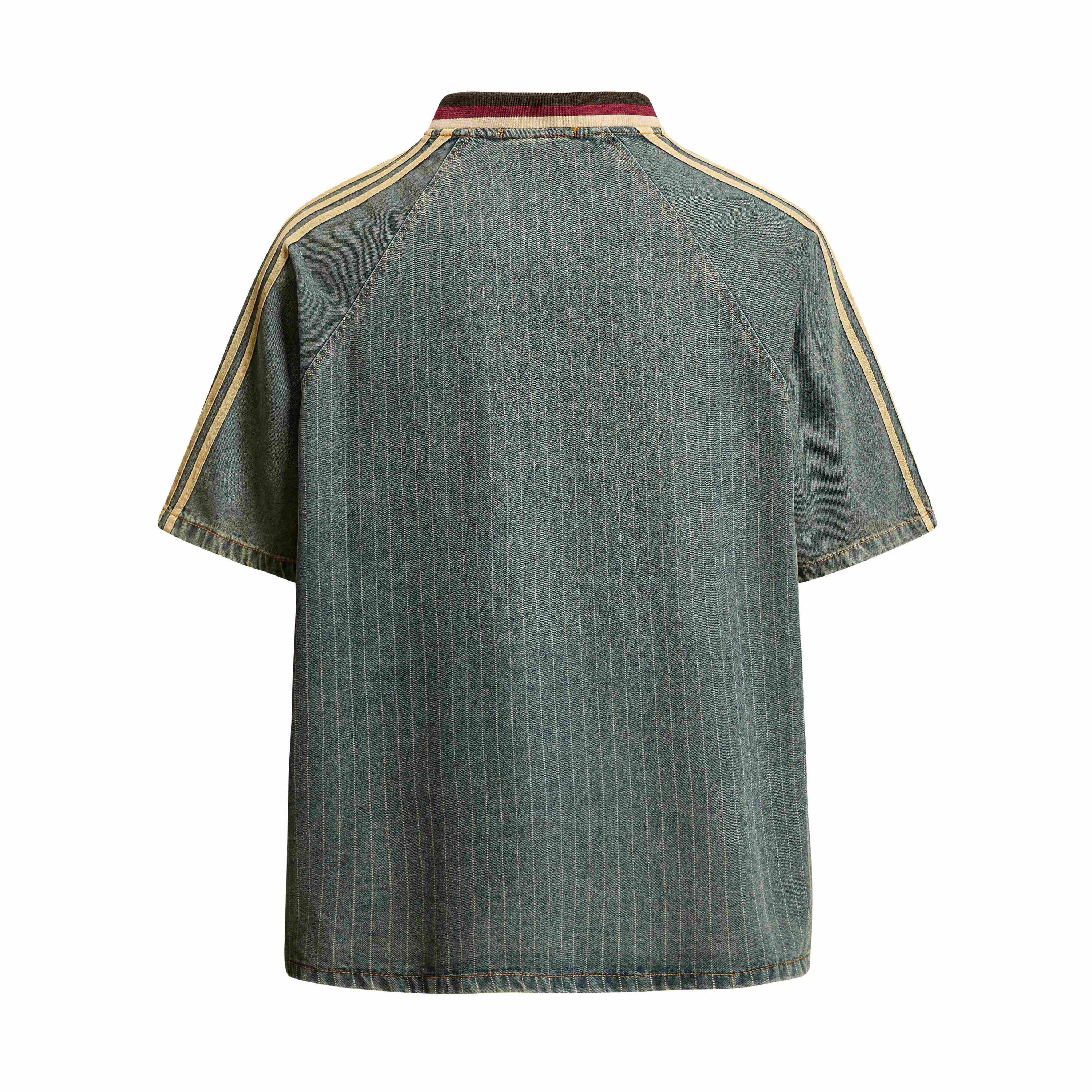 Vintage Pinstripe Denim Sport Tee | Embroidered Streetwear