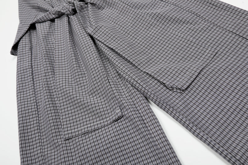 Tie-Front Checked Wide-Leg Pants | Fold-Over Waistband