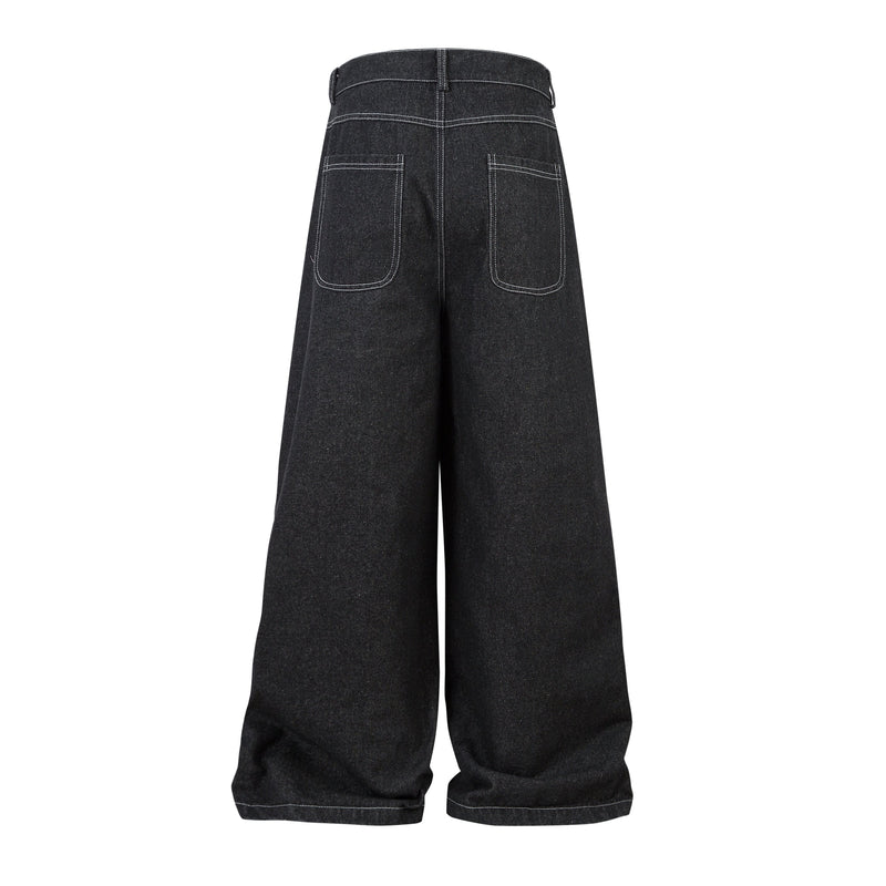 Omirad Stacked Cargo Wide-Leg Jeans | Black Denim