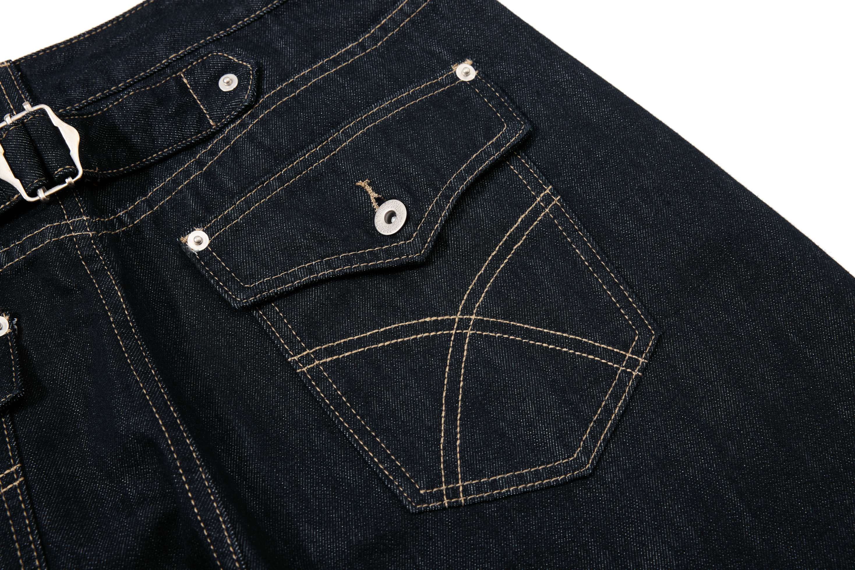 Omirad Buckle Detail Wide-Leg Dark Wash Denim Pants