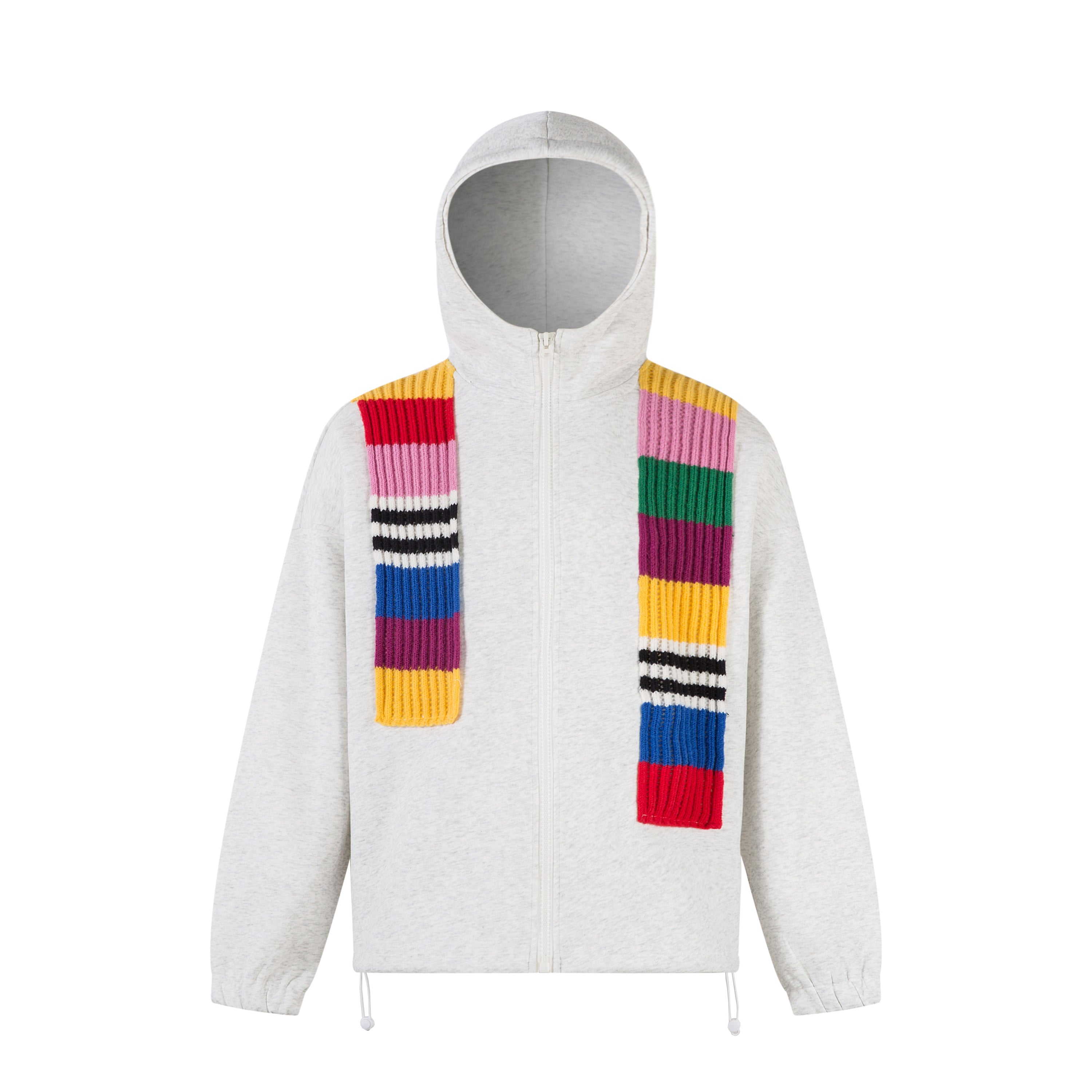 Color-Block Scarf Hooded Zip Jacket | Streetwear Hoodie