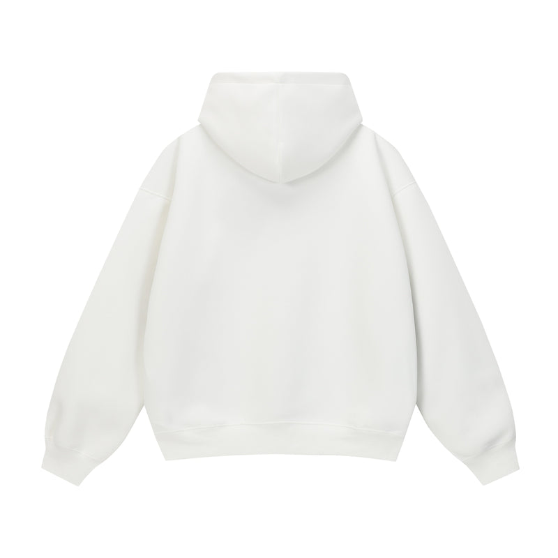Plain white hoodie shown from the back