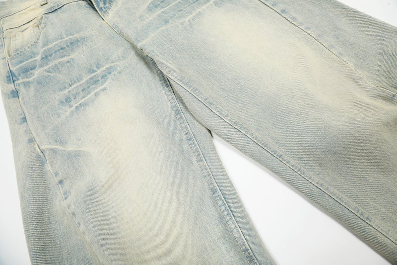 Omirad Creased-Wash Balloon Jeans | Wide Leg Denim