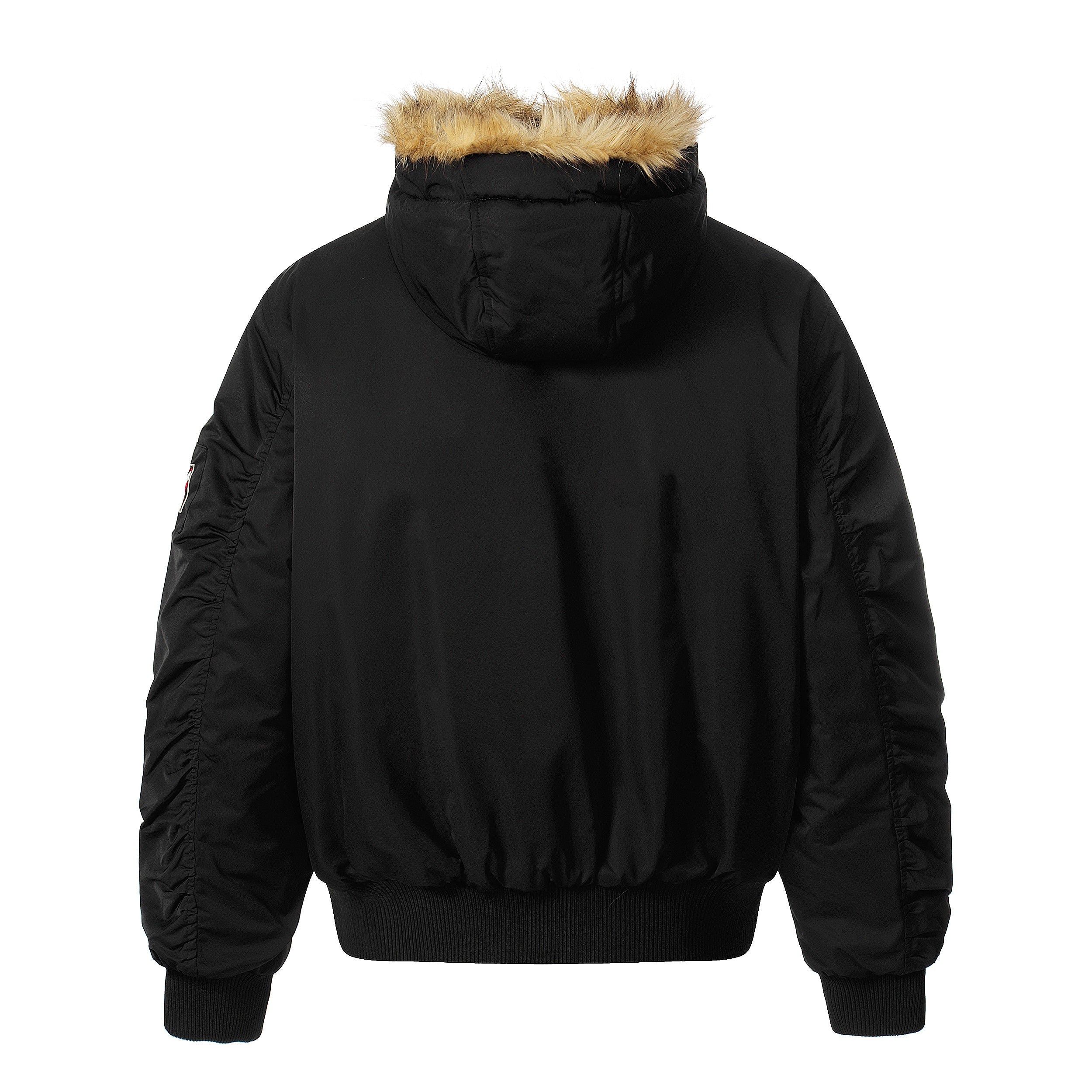 Faux-Fur Hooded Bomber Jacket | Military Streetwear