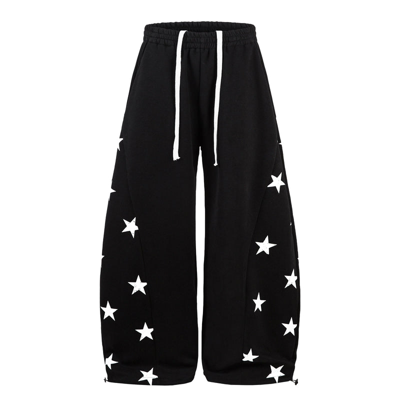 Omirad Star Paneled Wide-Leg Sweatpants | Y2K Streetwear