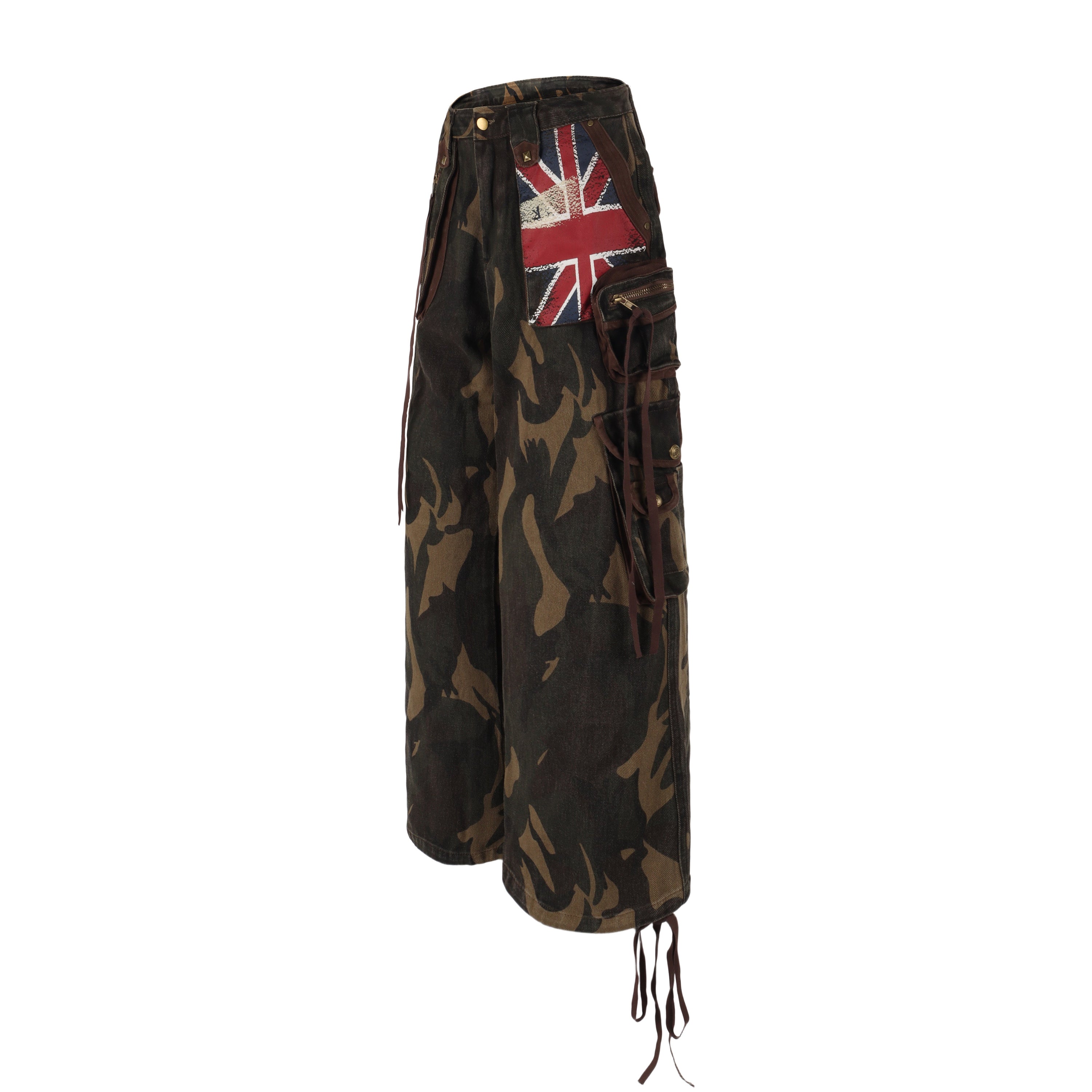 Omirad Camo Union Jack Cargo Pants | Wide-Leg Utility