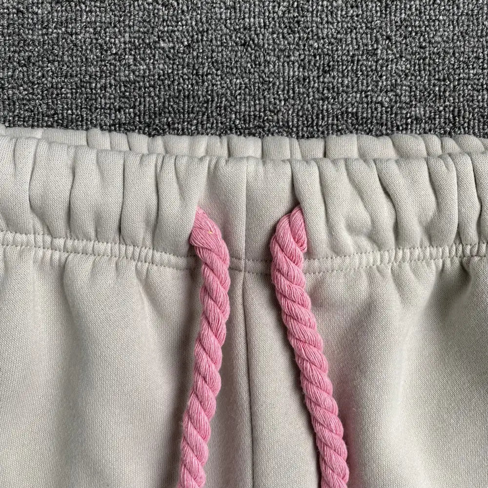 Syna World Cream Joggers with Pink Drawstring