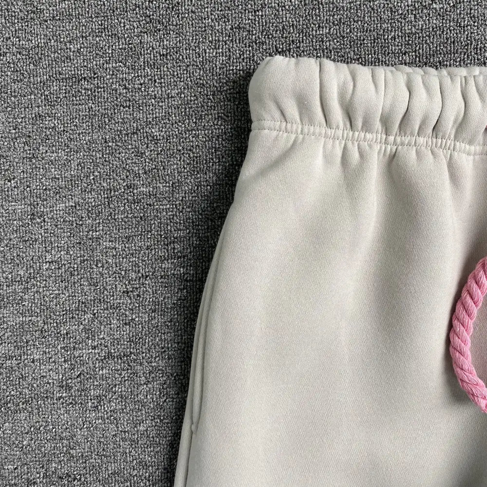 Syna World Cream Joggers with Pink Drawstring