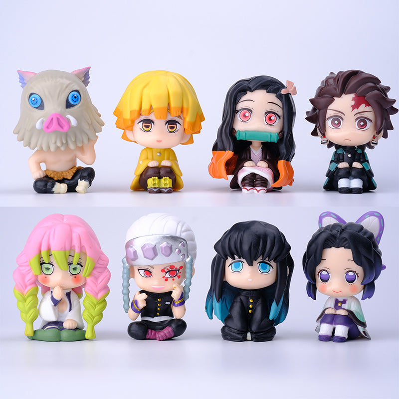 Demon Slayer Figure Set - 7cm 8-Piece Solid PVC Anime Figures - Demon Slayer: Kimetsu no Yaiba Character Collection