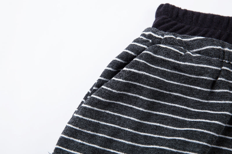 Striped Knit Barrel-Leg Lounge Pants with Drawstring Hem