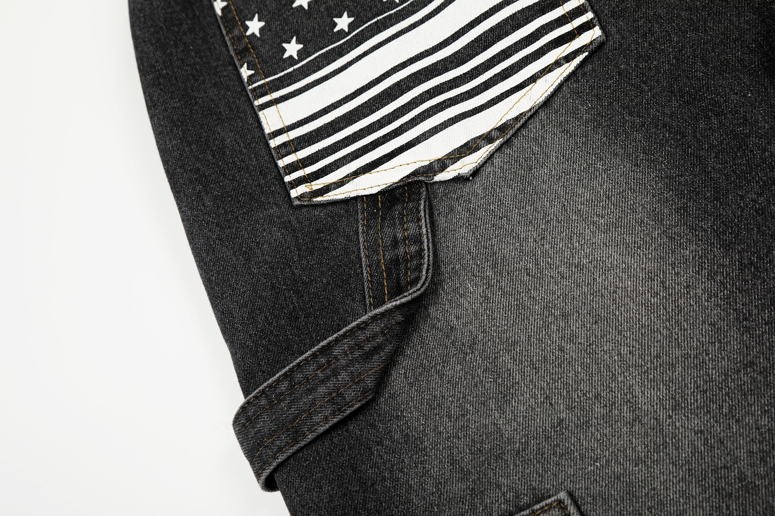 Omirad Star Flag Wide-Leg Washed Denim Pants | Streetwear
