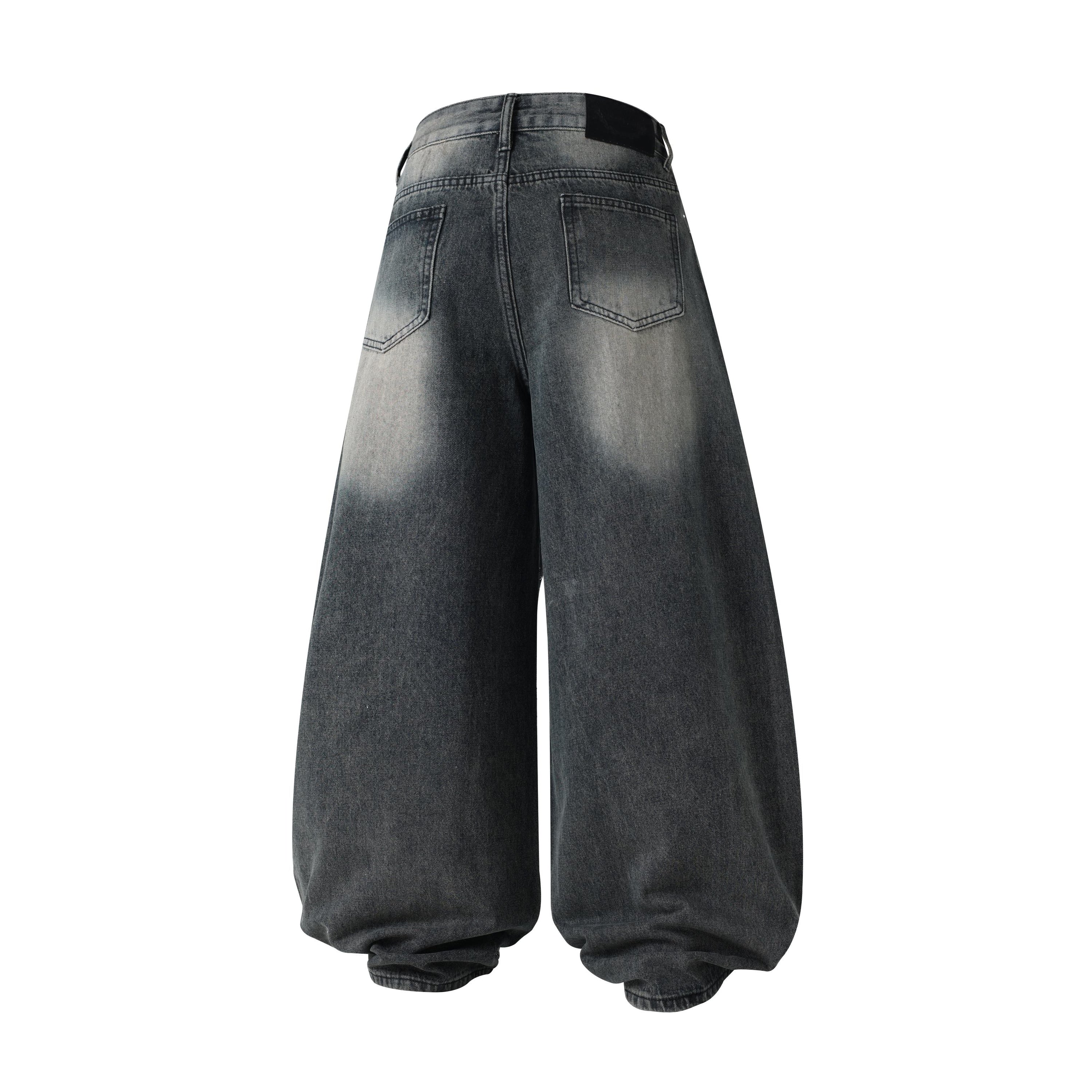 Starfade Wide-Leg Denim Pants | Rhinestone Streetwear Jeans