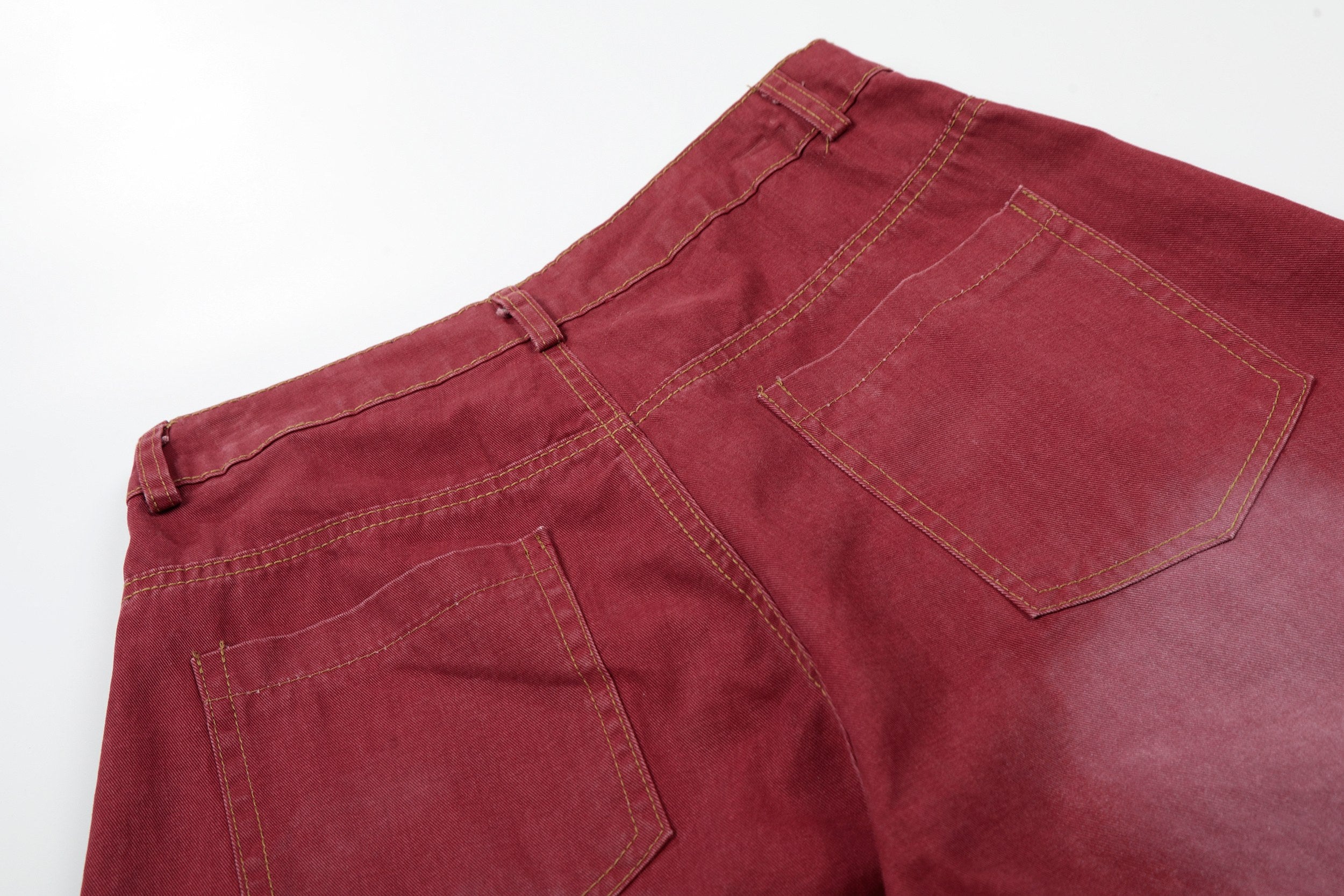 Vintage Red Wide-Leg Jeans | Rhinestone Star Splatter Denim