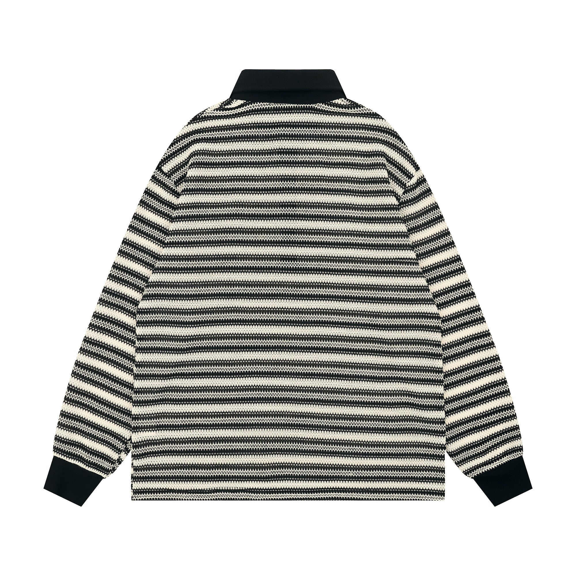 Omirad Striped Knit Long-Sleeve Polo | Retro Streetwear