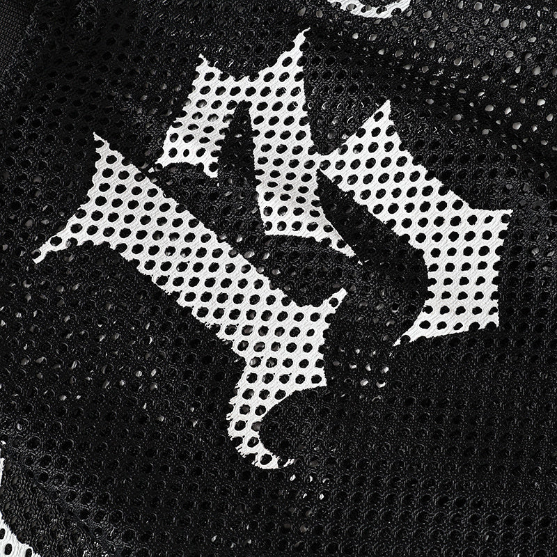 Skull Emblem Mesh Football Jersey | Gothic Street Style