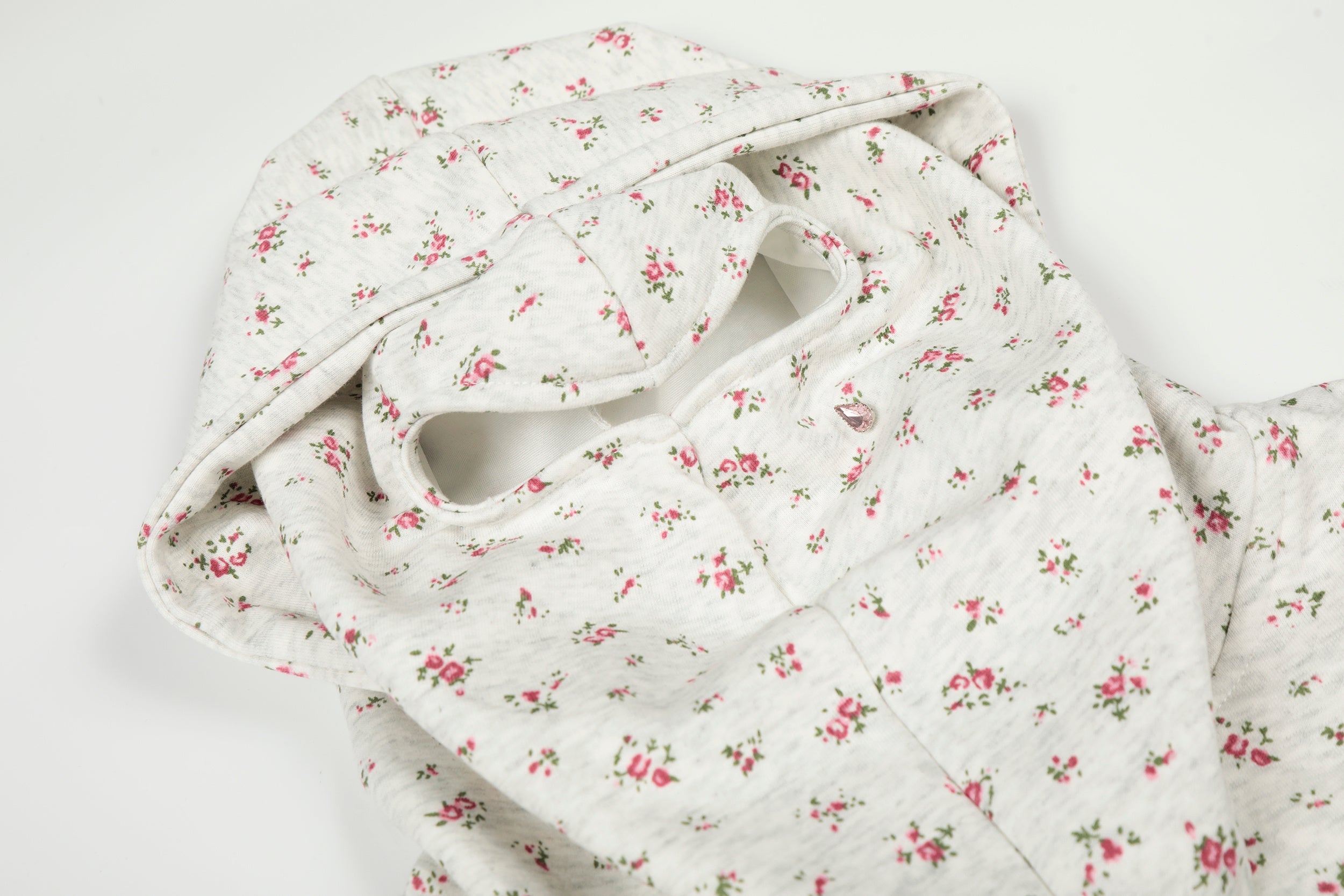 Floral Balaclava Zip Hoodie | Streetwear Cropped Hoodie