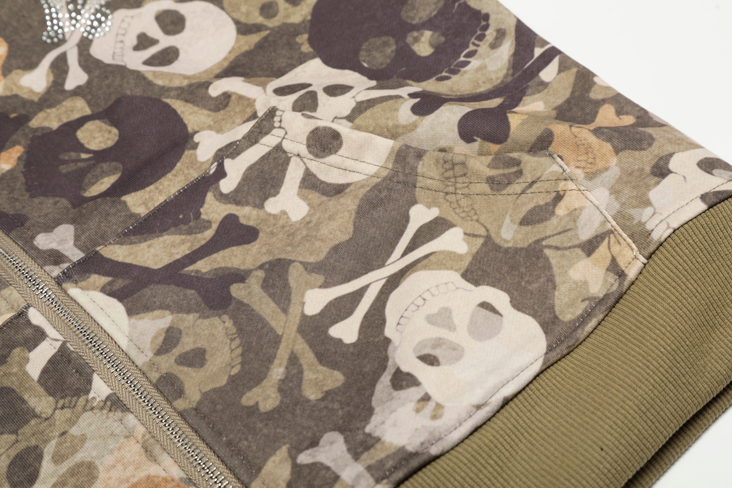 Skull Camo Fur-Trim Hoodie Bomber Jacket | Omirad