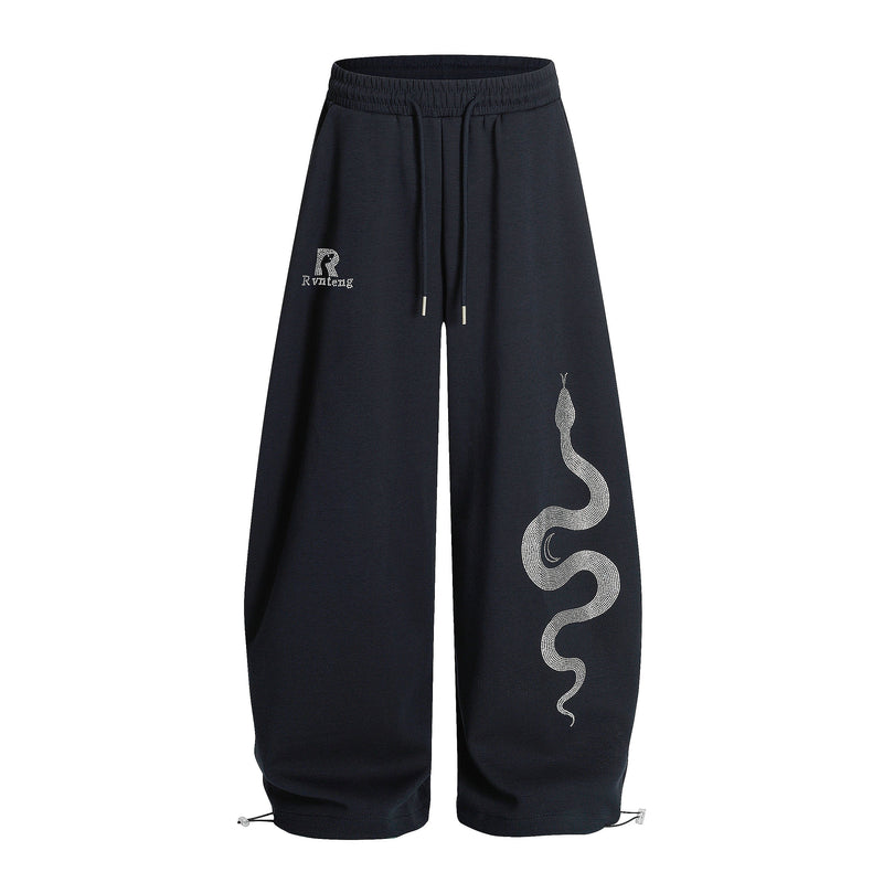 Serpent Rhinestone Graphic Sweatpants | Wide-Leg Streetwear