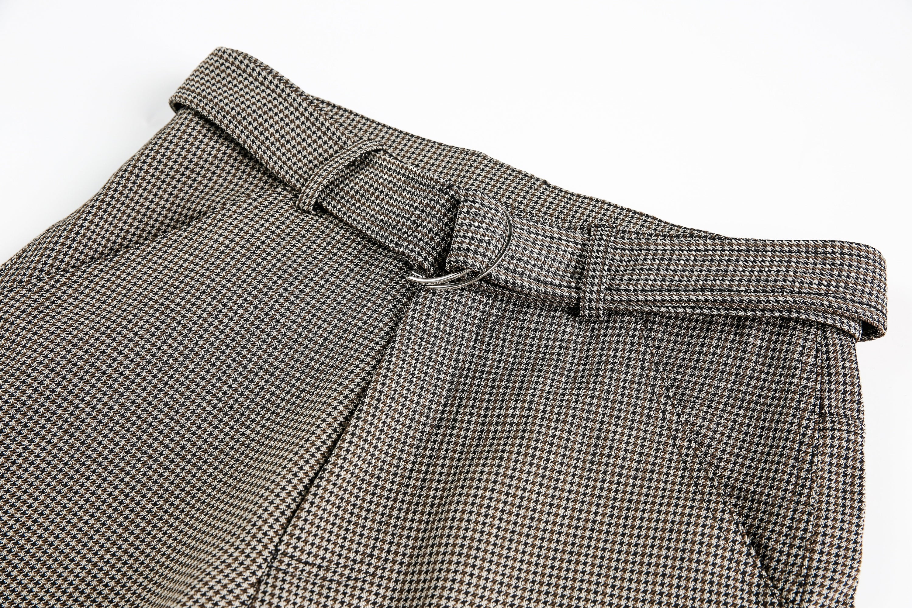 Omirad Micro-Check Belted Wide-Leg Pants | Cotton Blend