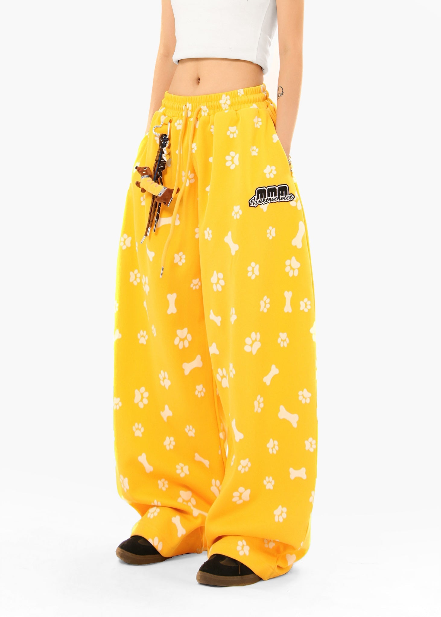 Paw Print Wide-Leg Lounge Pants | Dog Bone Streetwear Sweats
