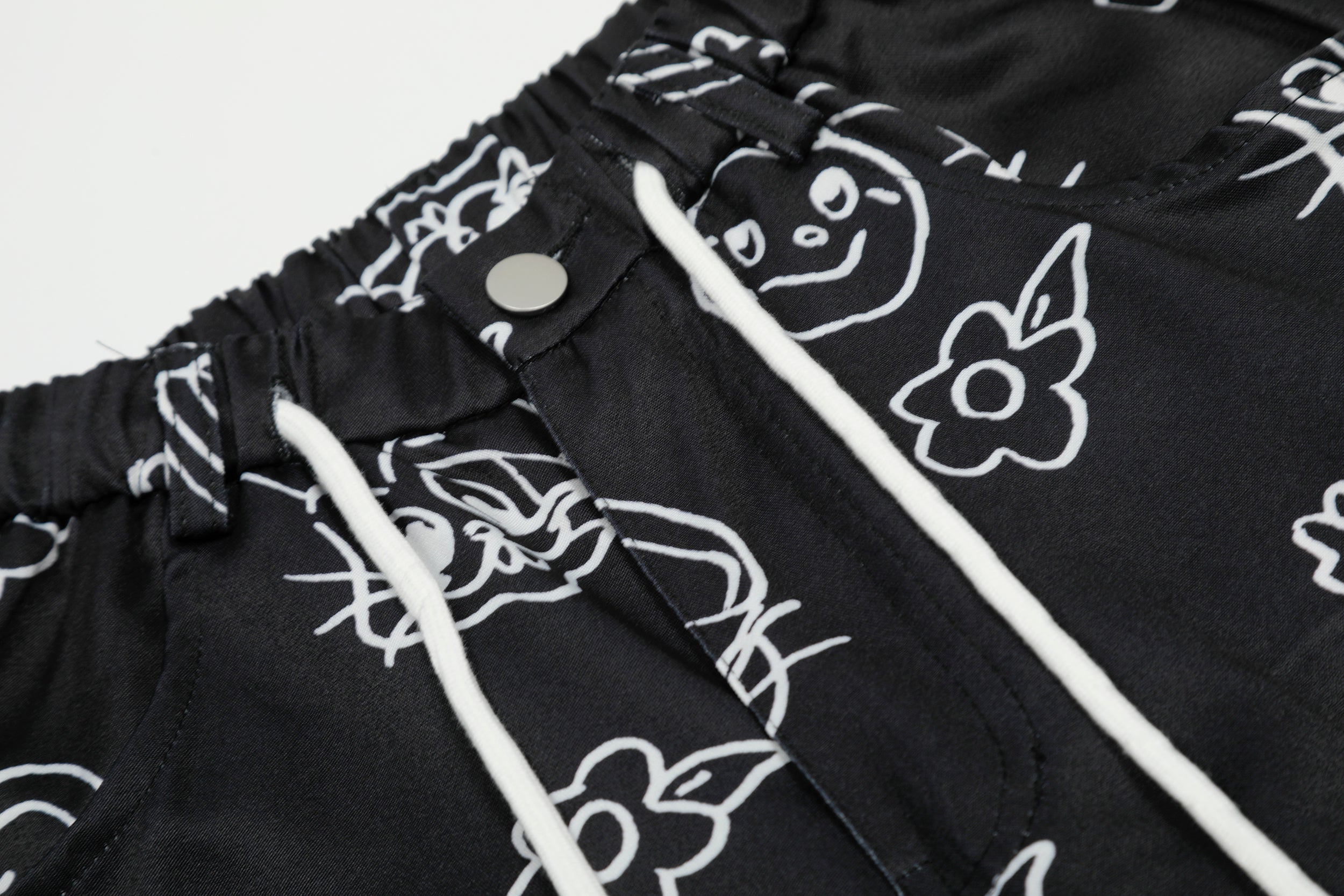 Cartoon Graphic Wide-Leg Cargo Pants | Streetwear