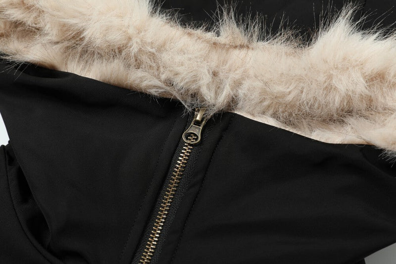Leopard Fur-Lined Hooded Bomber Jacket | Streetwear