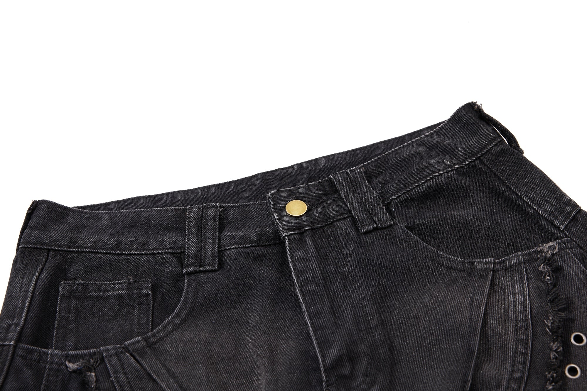 Distressed Panel Wide-Leg Denim Jeans | Deconstructed Streetwear