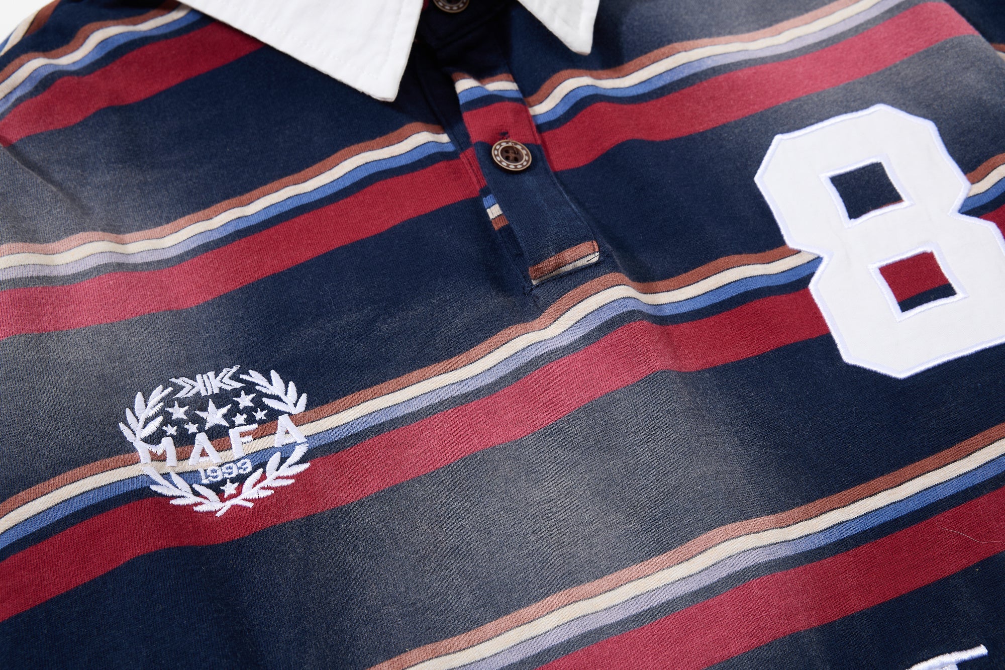 Artista Layered Stripe Rugby Polo Long-Sleeve Shirt