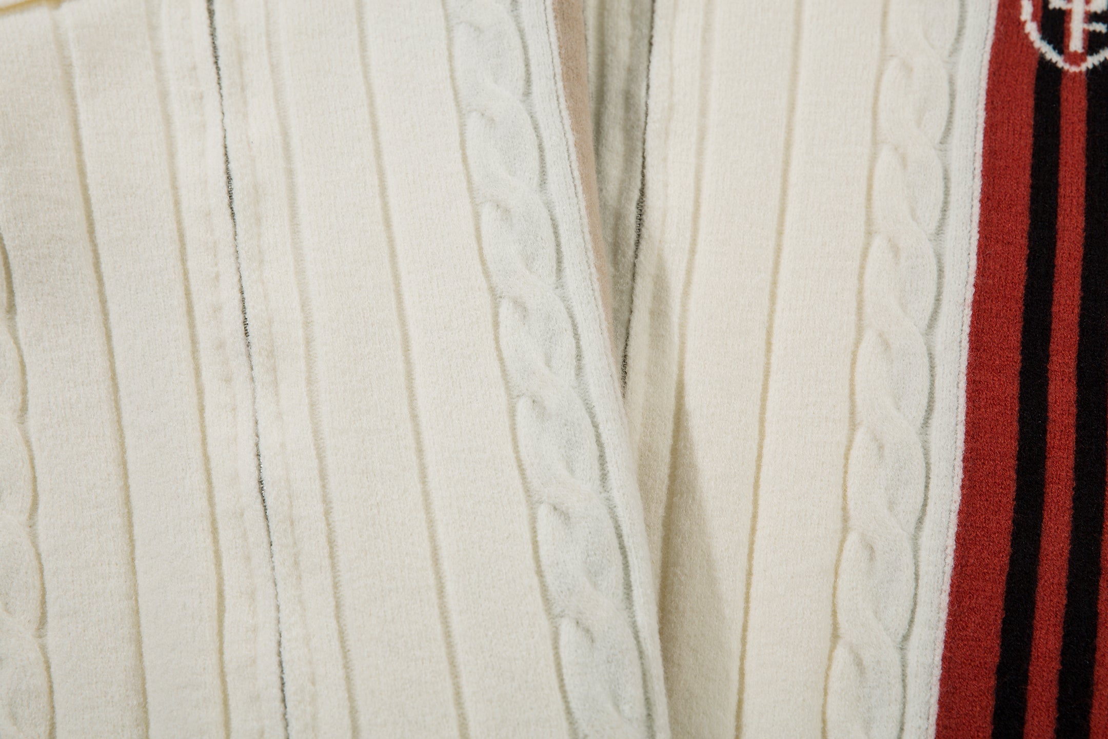 Retro Stripe Cable-Knit Zip Jacket | Varsity Color Block